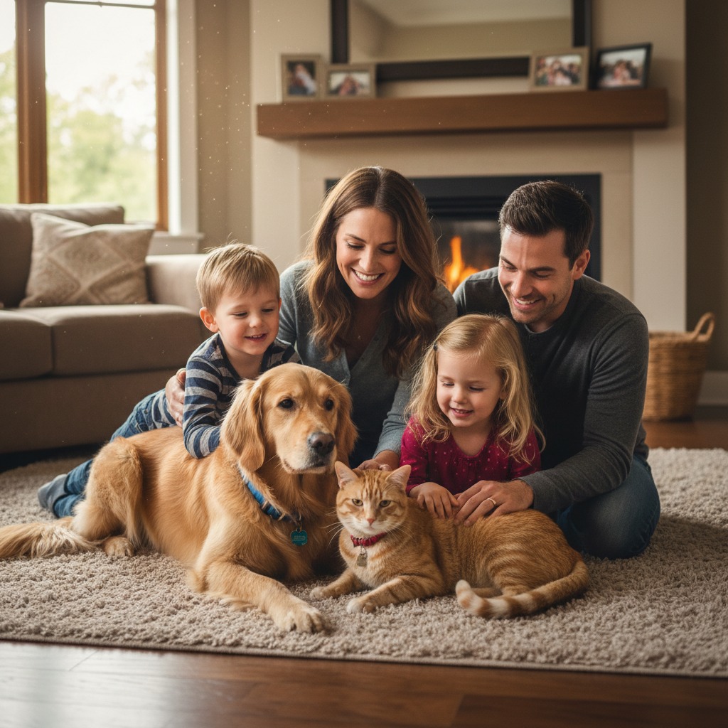 famiglia adottiva con animali