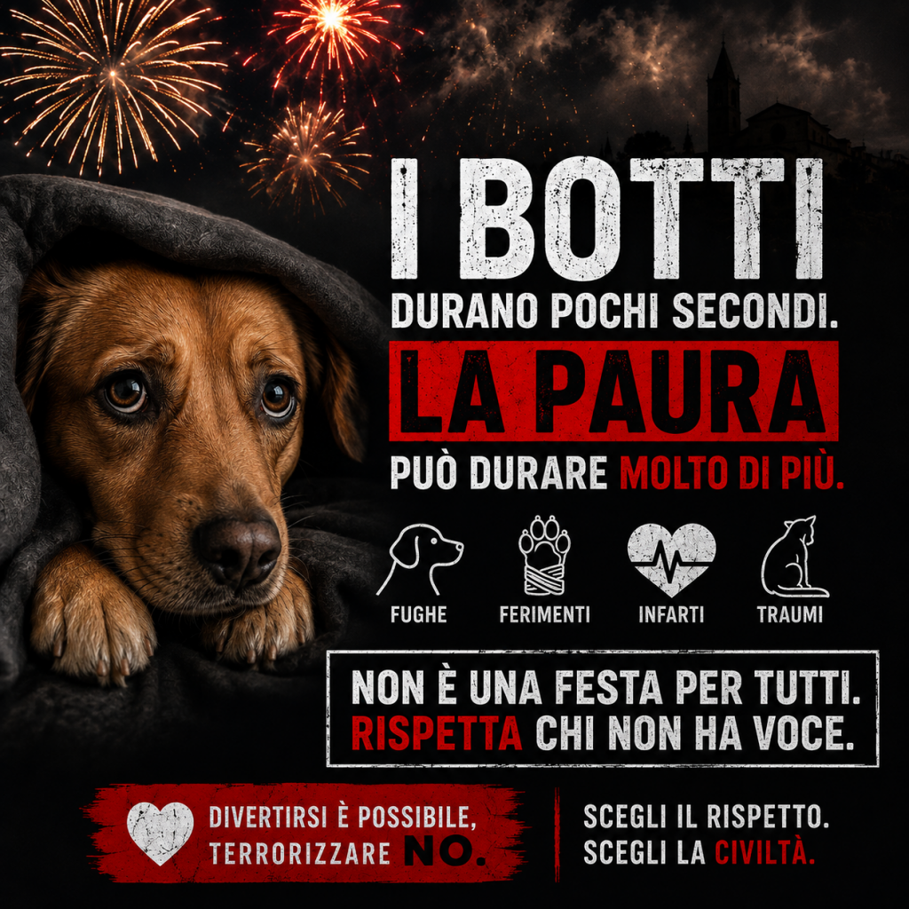 Cane impaurito dai botti e dai fuochi d'artificio